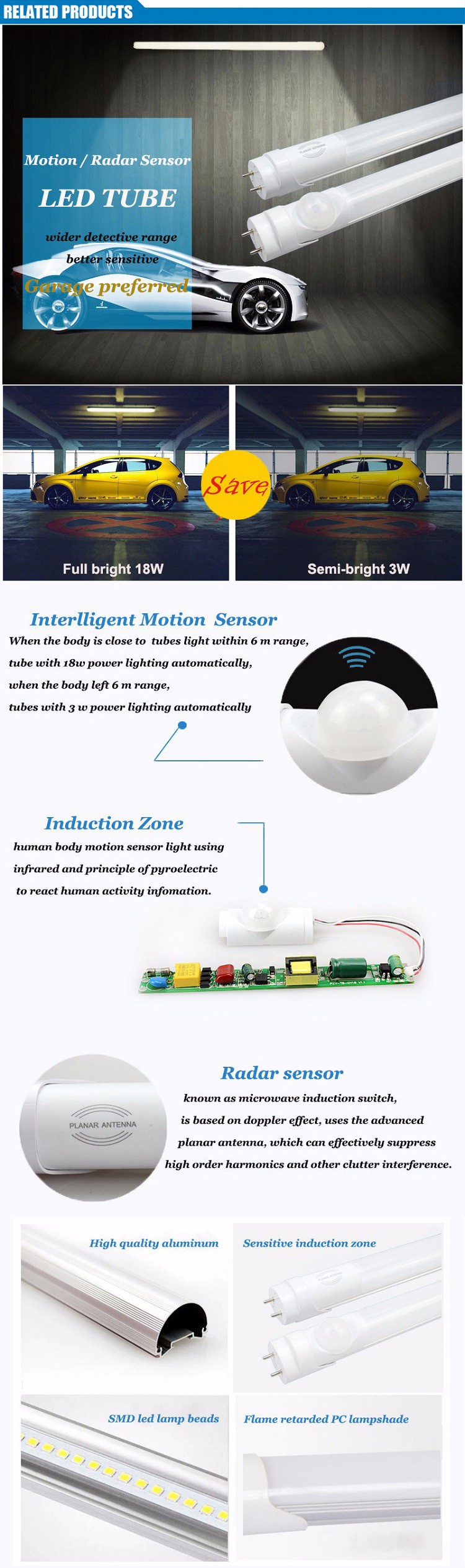 High Lumen Tube With Motion Sensor 8ft High Lumen Tube With Motion Sensor 8ft